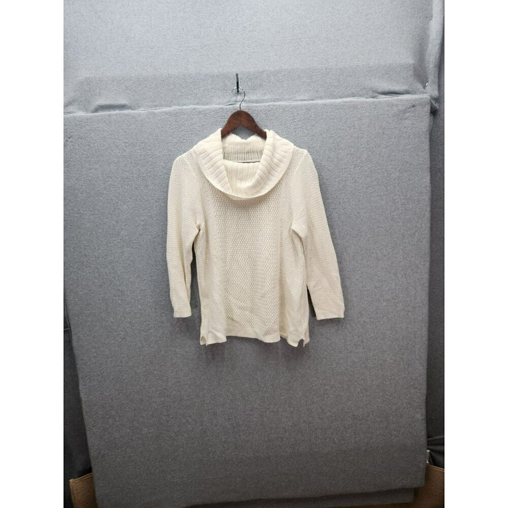 Coldwater Creek Womens Cream Cowl Neck Sweater PL Cotton/Rayon